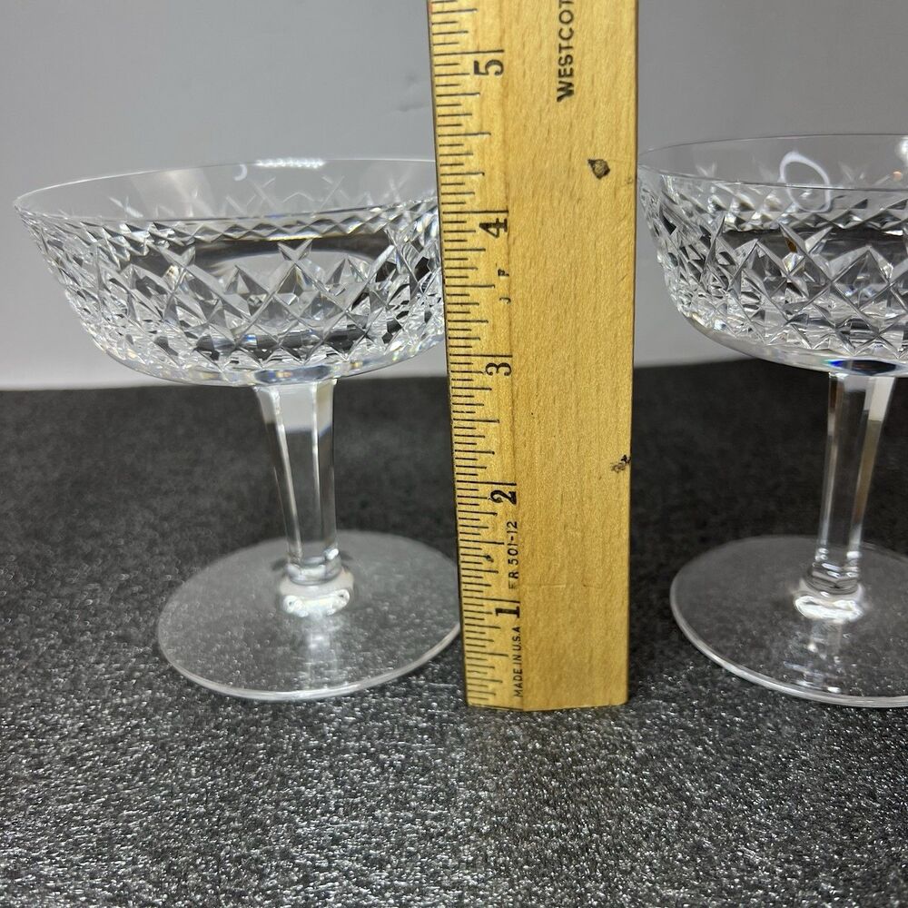 WATERFORD Crystal ALANA Champagne Tall Sherbet Glass 4 1/8" IRELAND~set Of 2 - Picture 7 of 7